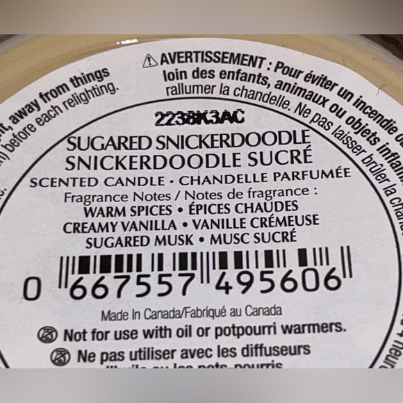 Bath & Body Works Sugared Snickerdoodle Scented Candle Single 1 Wick 7oz New - Picture 5 of 6
